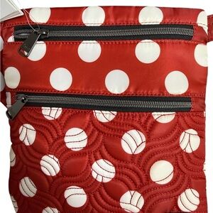Lug Red and White Polka Dot Quilted Crossbody Bag